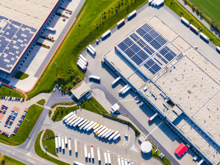 Aerial view of warehouse